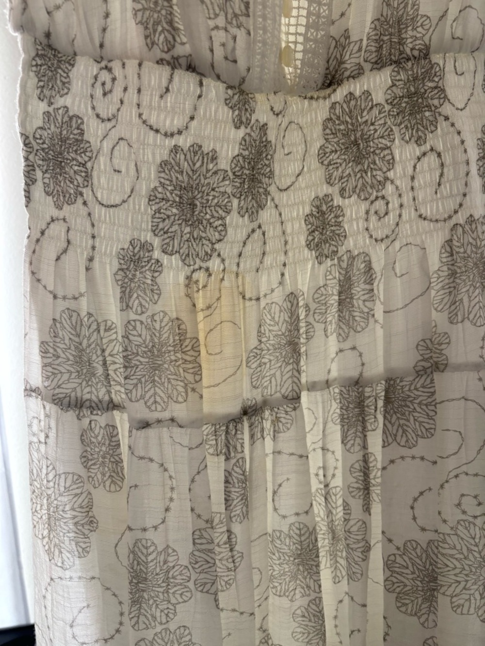 Boho White Sleeveless Maxi Dress Floral Abstract Print - Picture 6 of 7
